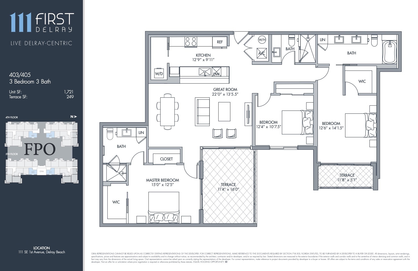 Floor Plan for 111 First Delray Floorplans, FPO
