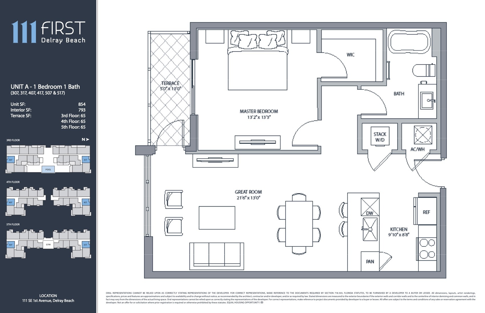 Floor Plan for 111 First Delray Floorplans, Unit A