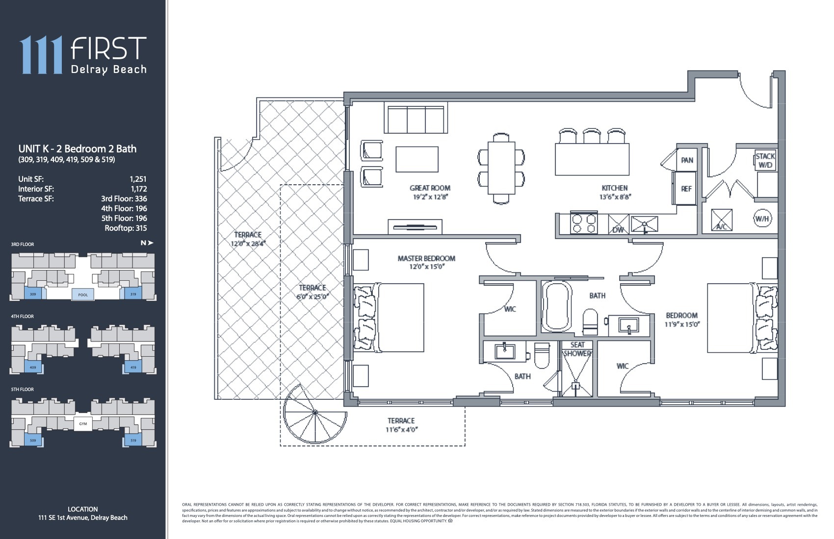 Floor Plan for 111 First Delray Floorplans, Unit K