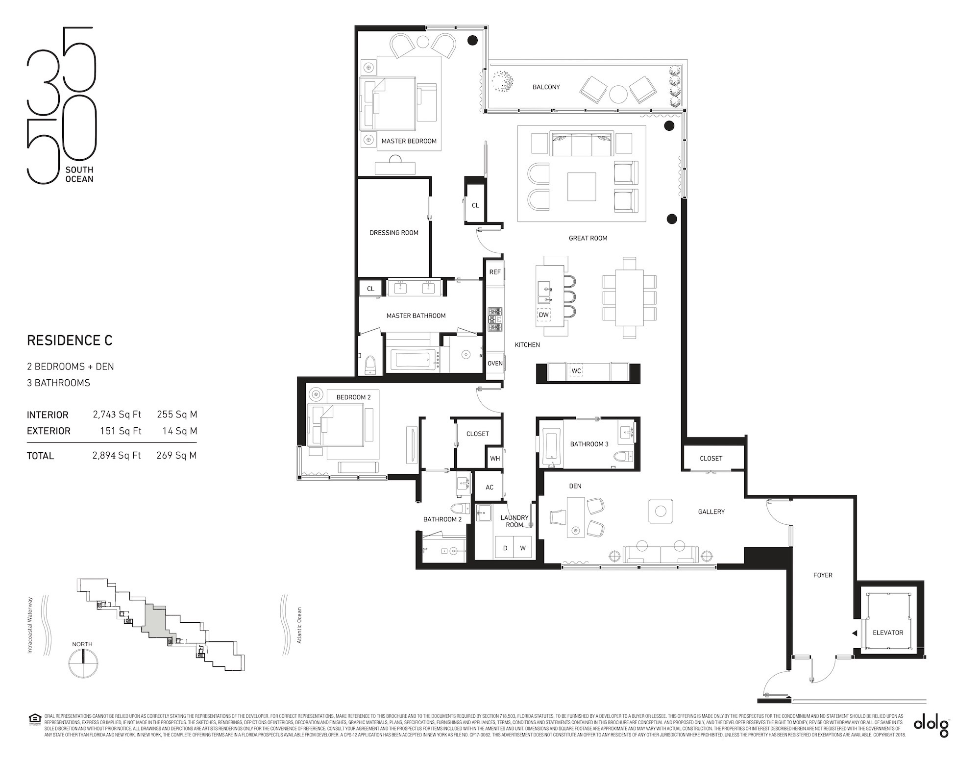 Floor Plan for 3550 South Ocean Floorplans, Residence C