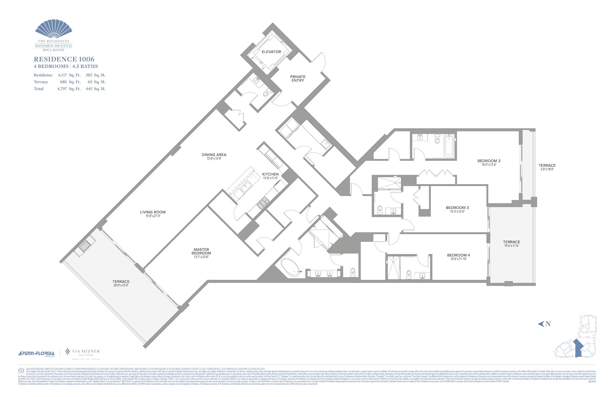 Floor Plan for Residence at Mandarin Oriental Floorplans, Residence 1006