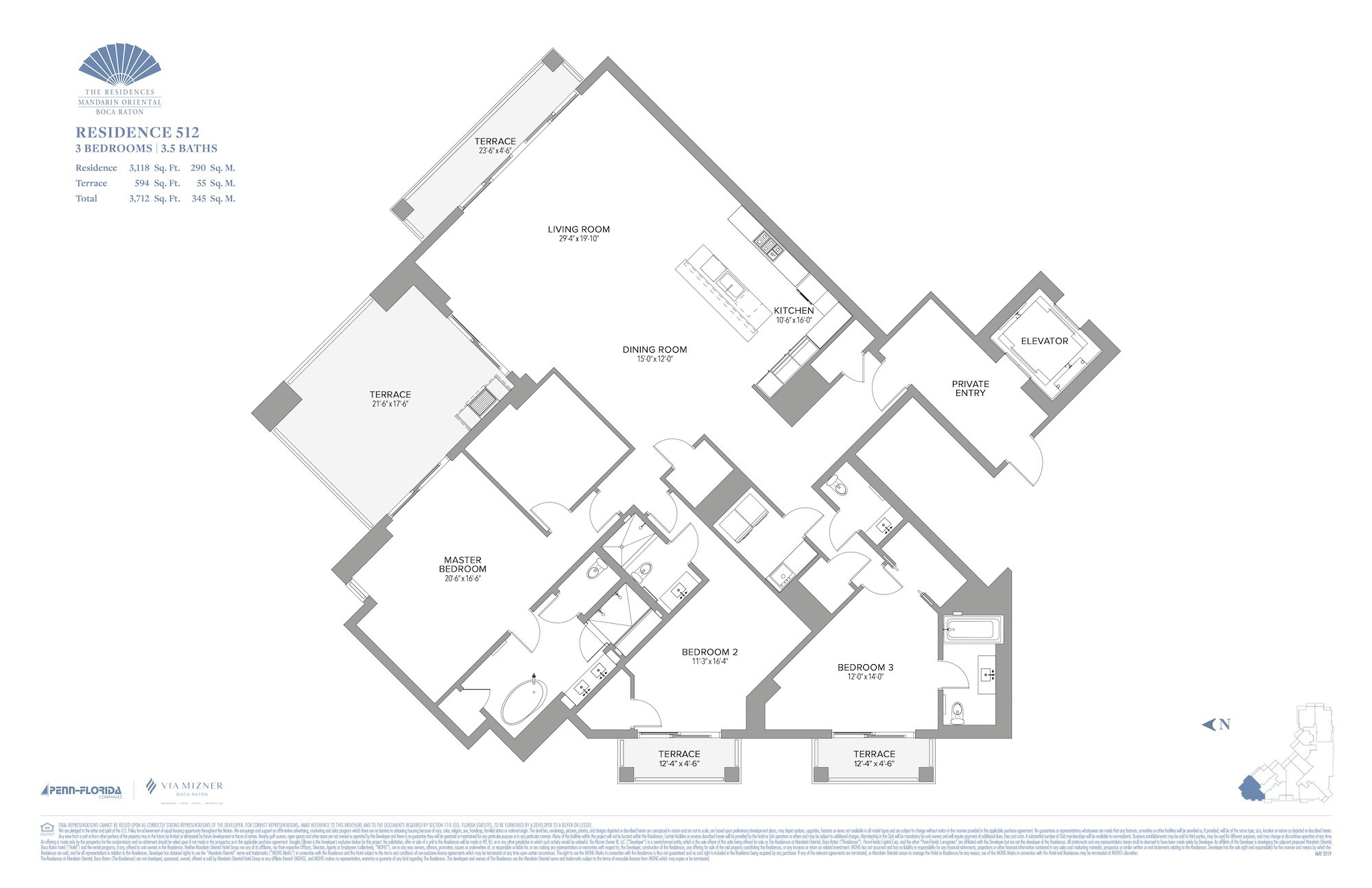 Floor Plan for Residence at Mandarin Oriental Floorplans, Residence 512