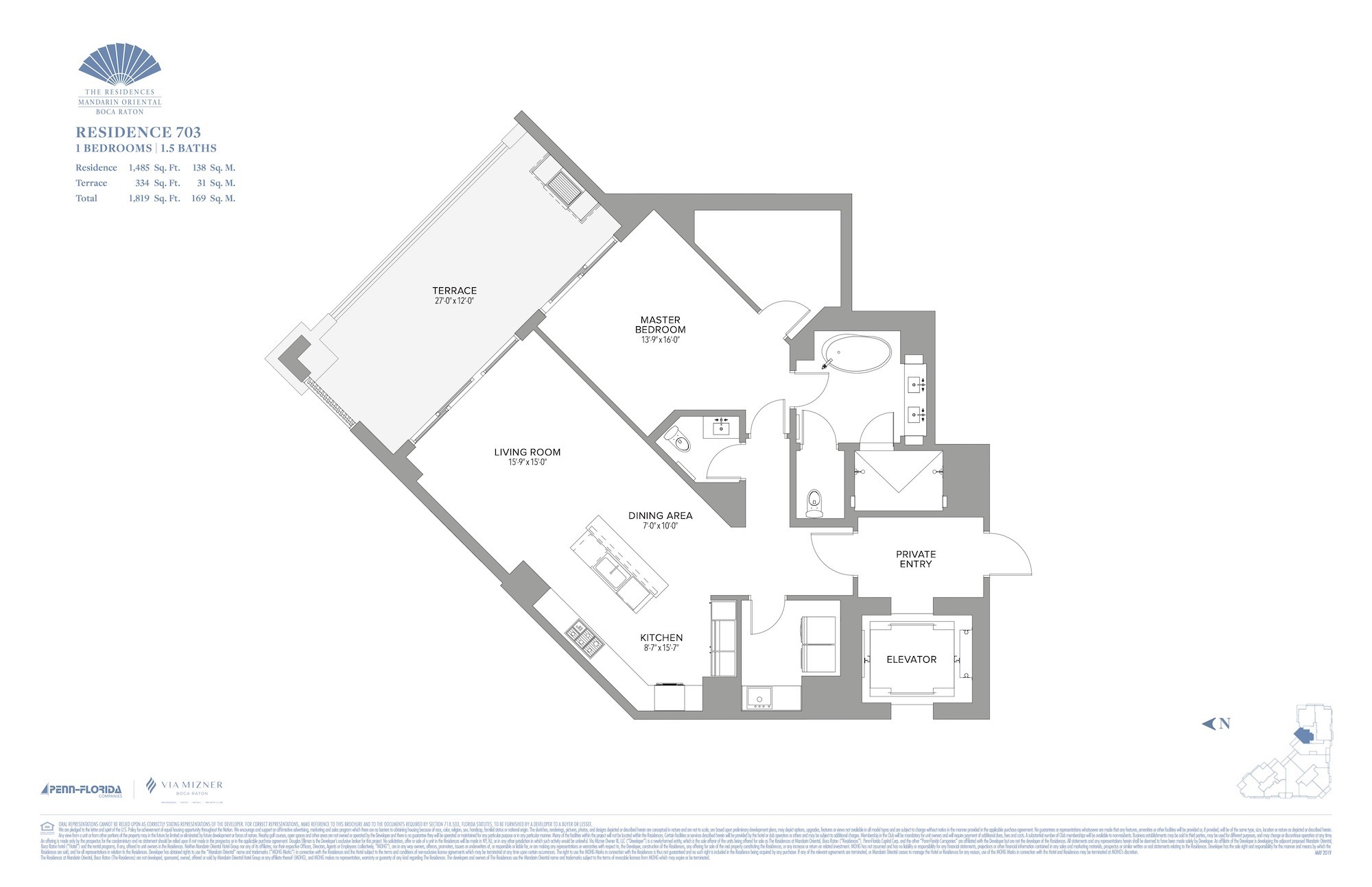Floor Plan for Residence at Mandarin Oriental Floorplans, Residence 703