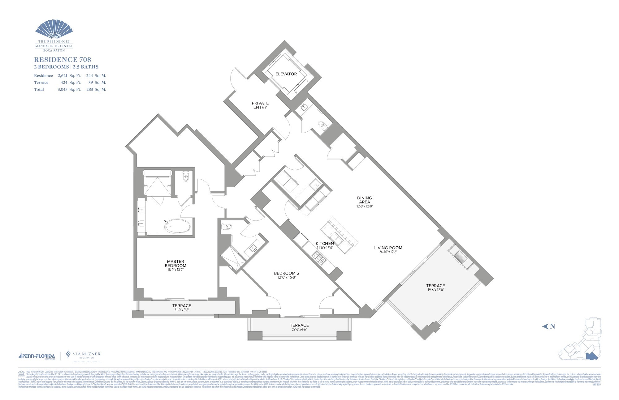 Floor Plan for Residence at Mandarin Oriental Floorplans, Residence 708