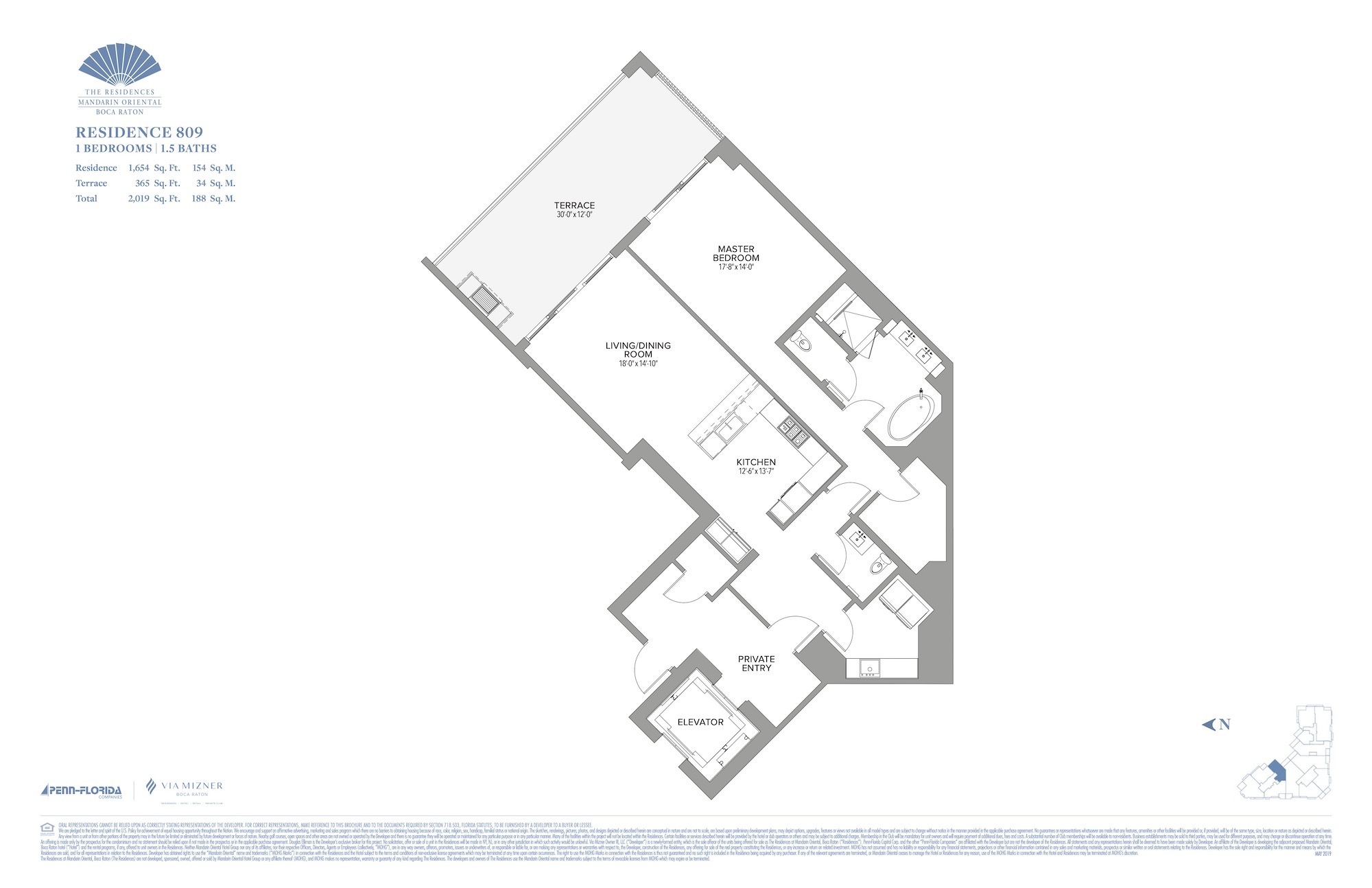 Floor Plan for Residence at Mandarin Oriental Floorplans, Residence 809