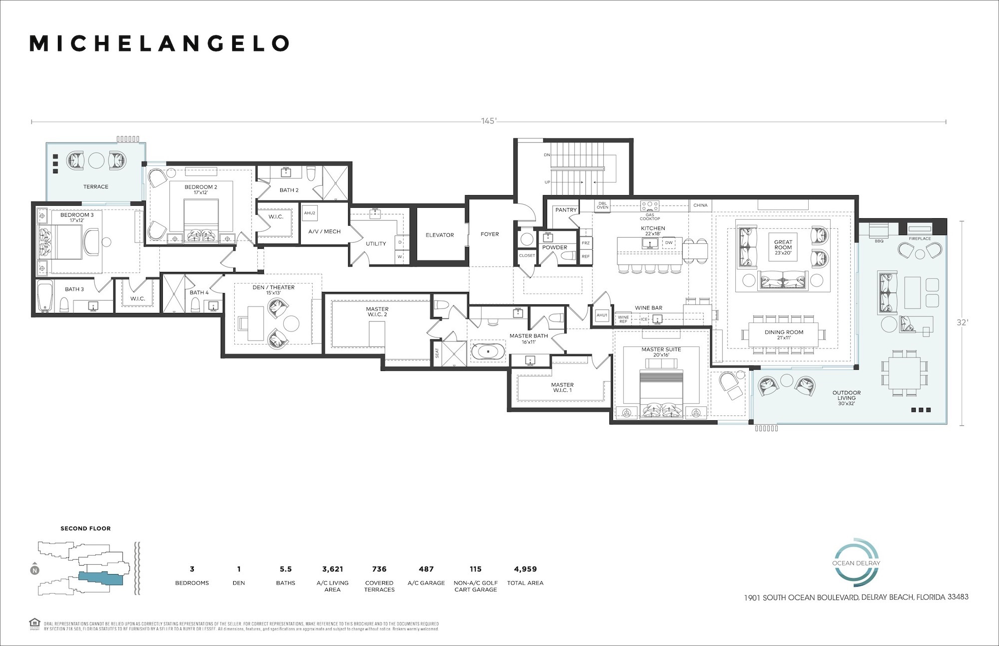 Floor Plan for Ocean Delray Floor Plans, Michelangelo