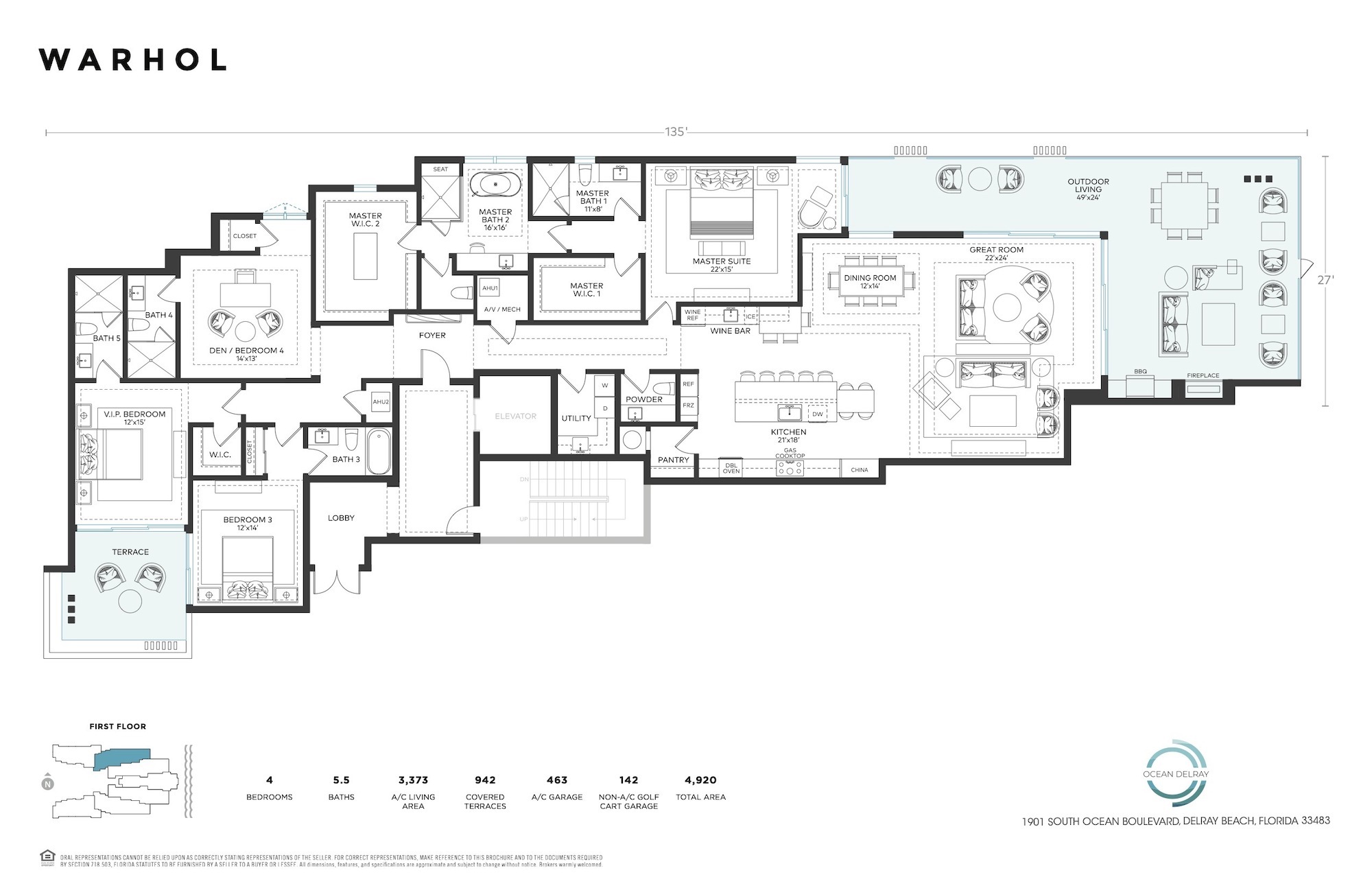 Floor Plan for Ocean Delray Floor Plans, Warhol