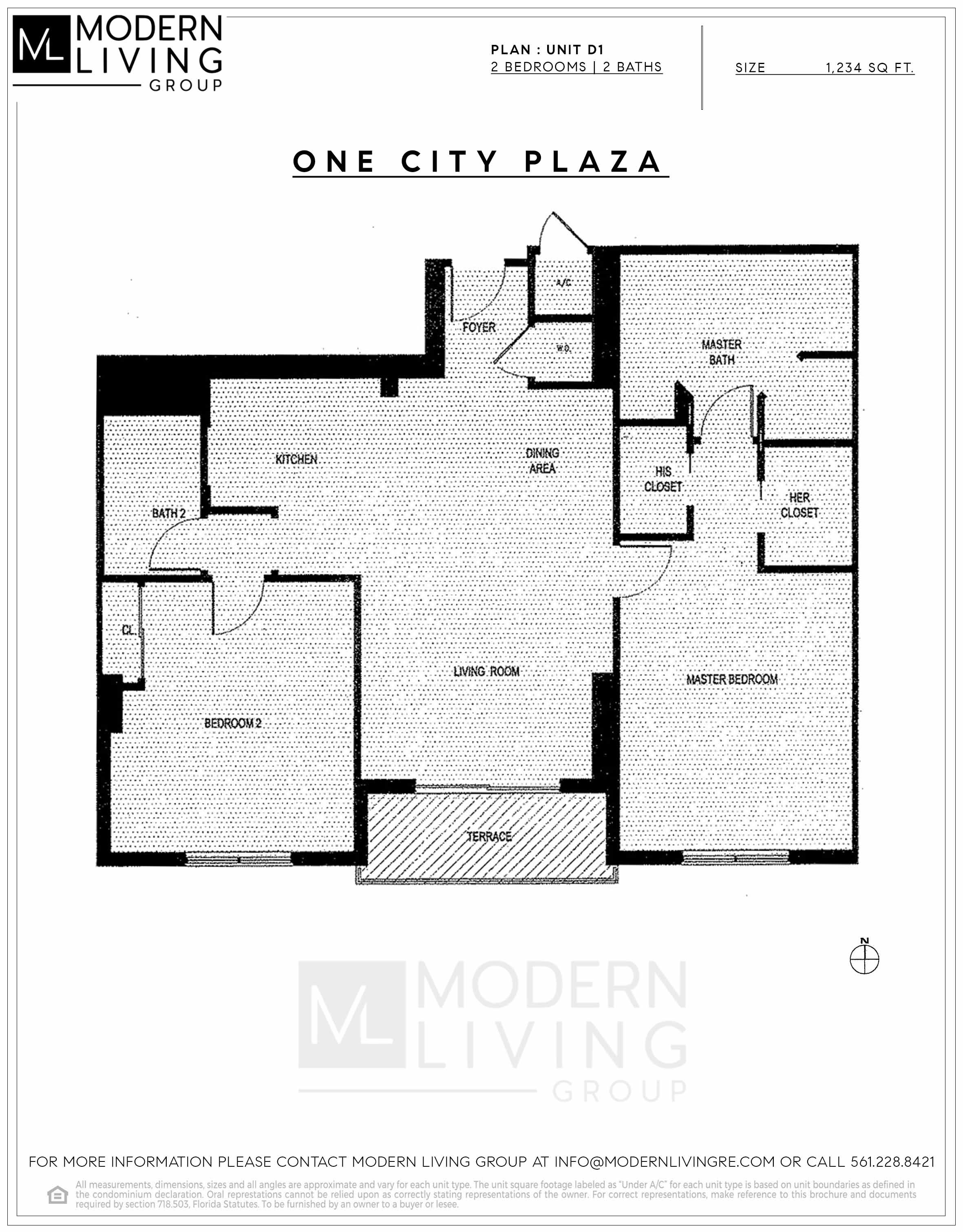Floor Plan for One City Plaza Floorplans, Unit D1