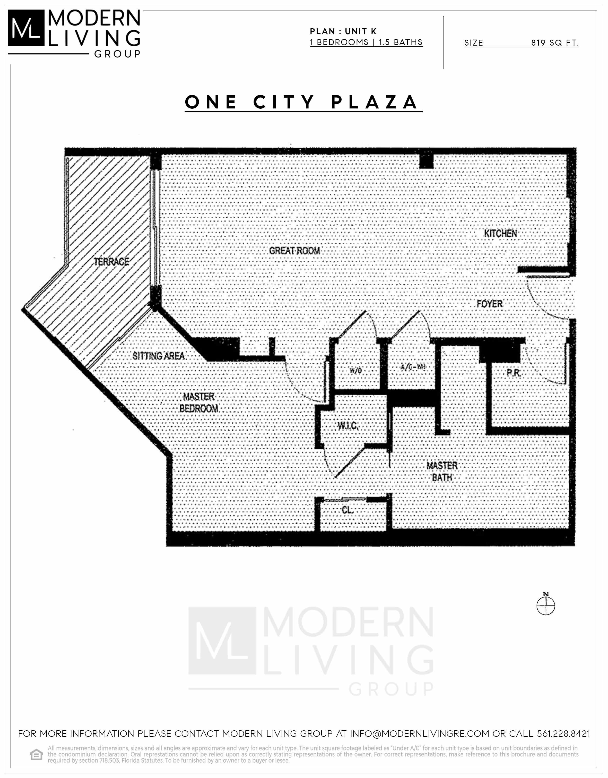 Floor Plan for One City Plaza Floorplans, Unit K