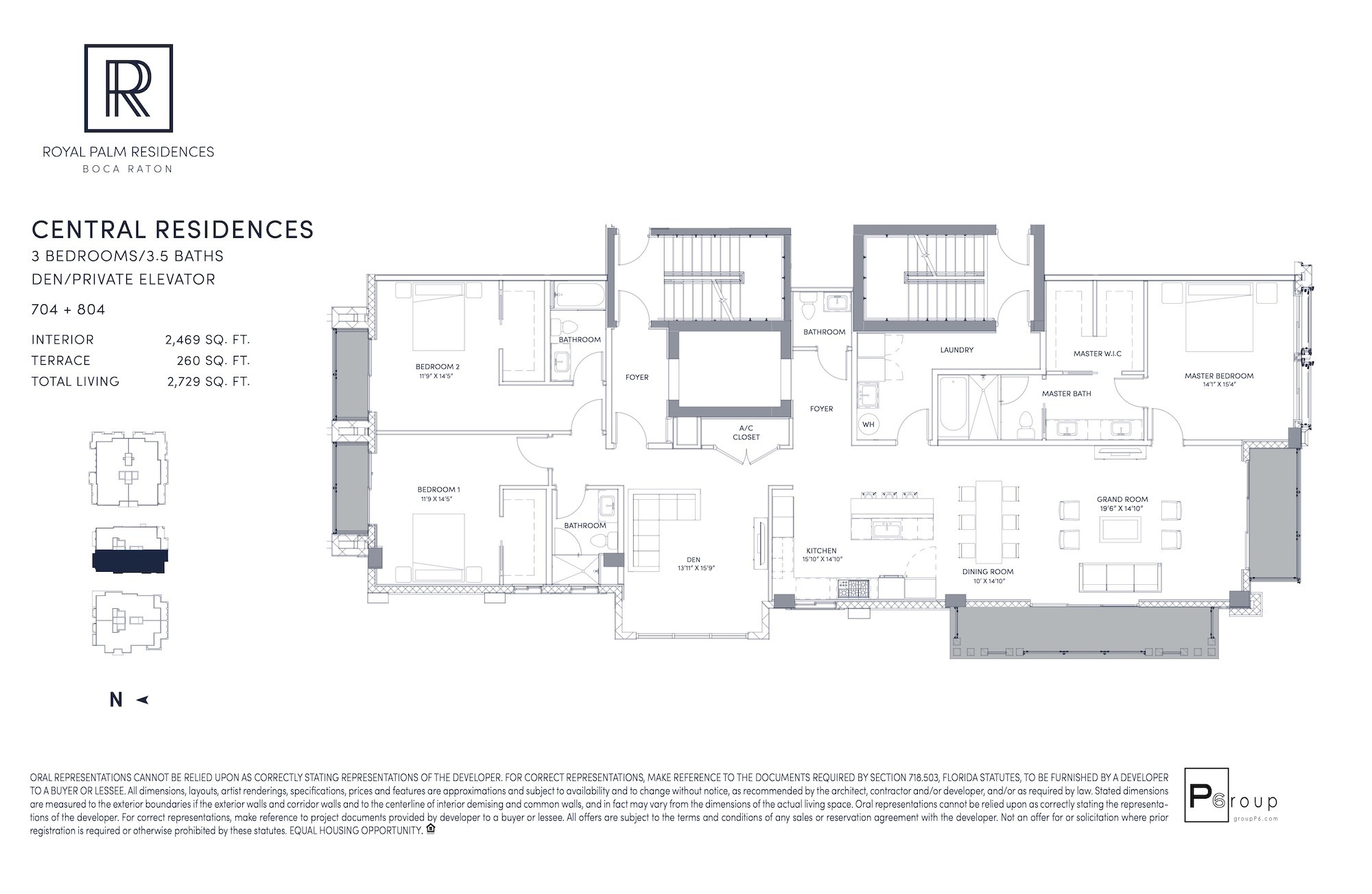 Floor Plan for Royal Palm Residences Floorplans, Central Residences 704 + 804