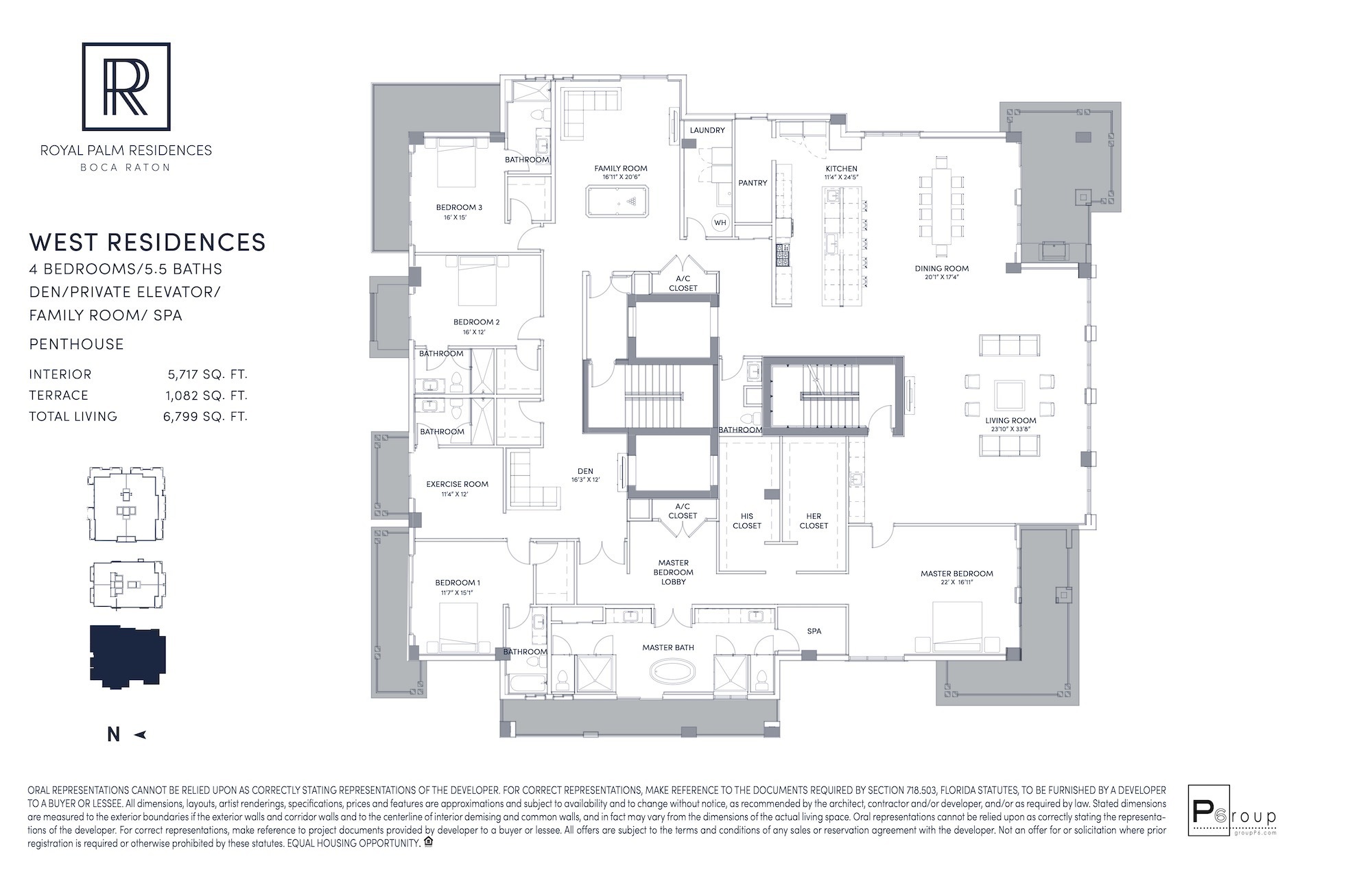 Floor Plan for Royal Palm Residences Floorplans, West Residences Penthouse