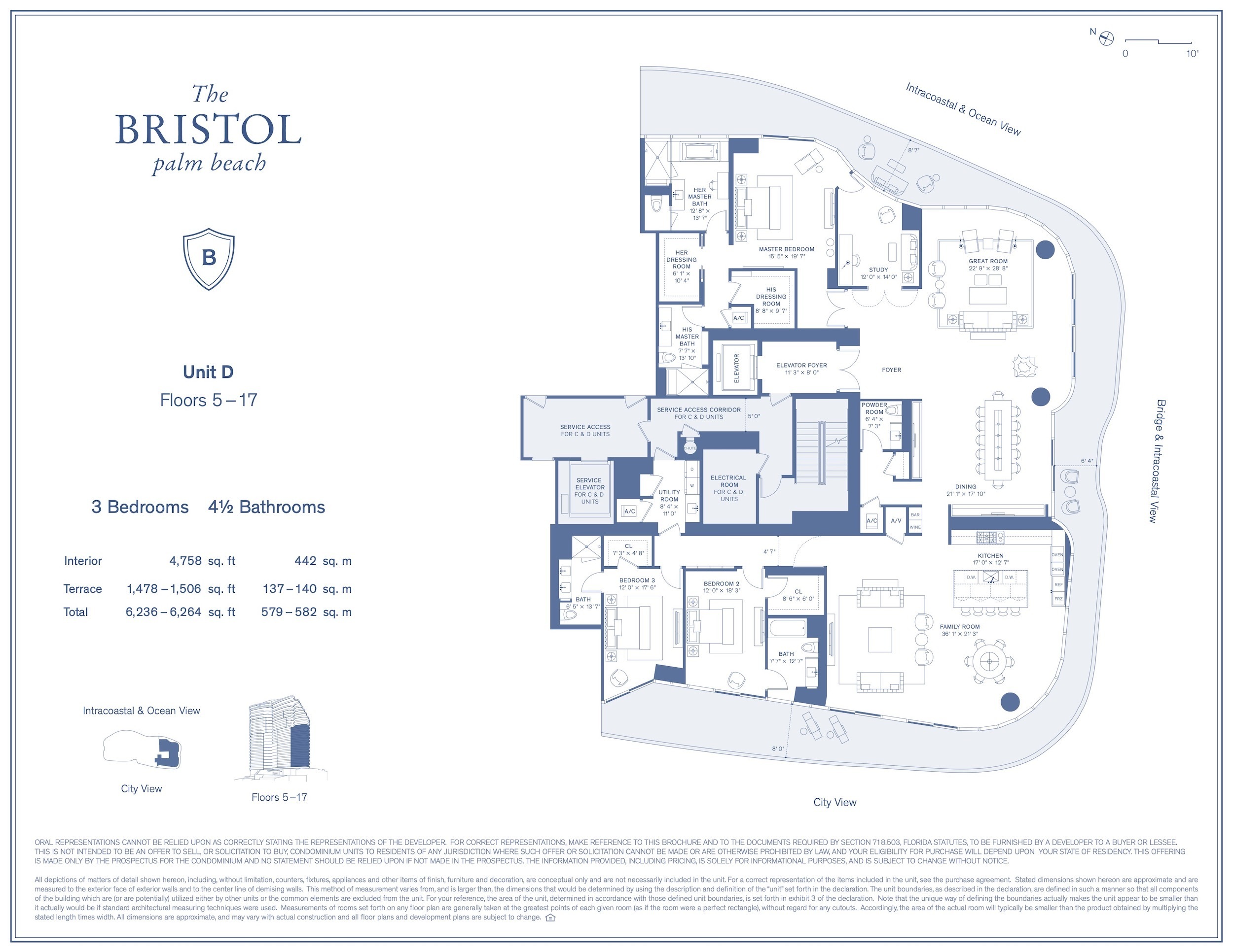 Floor Plan for The Bristol Palm Beach Floorplans, D Floors 5-17