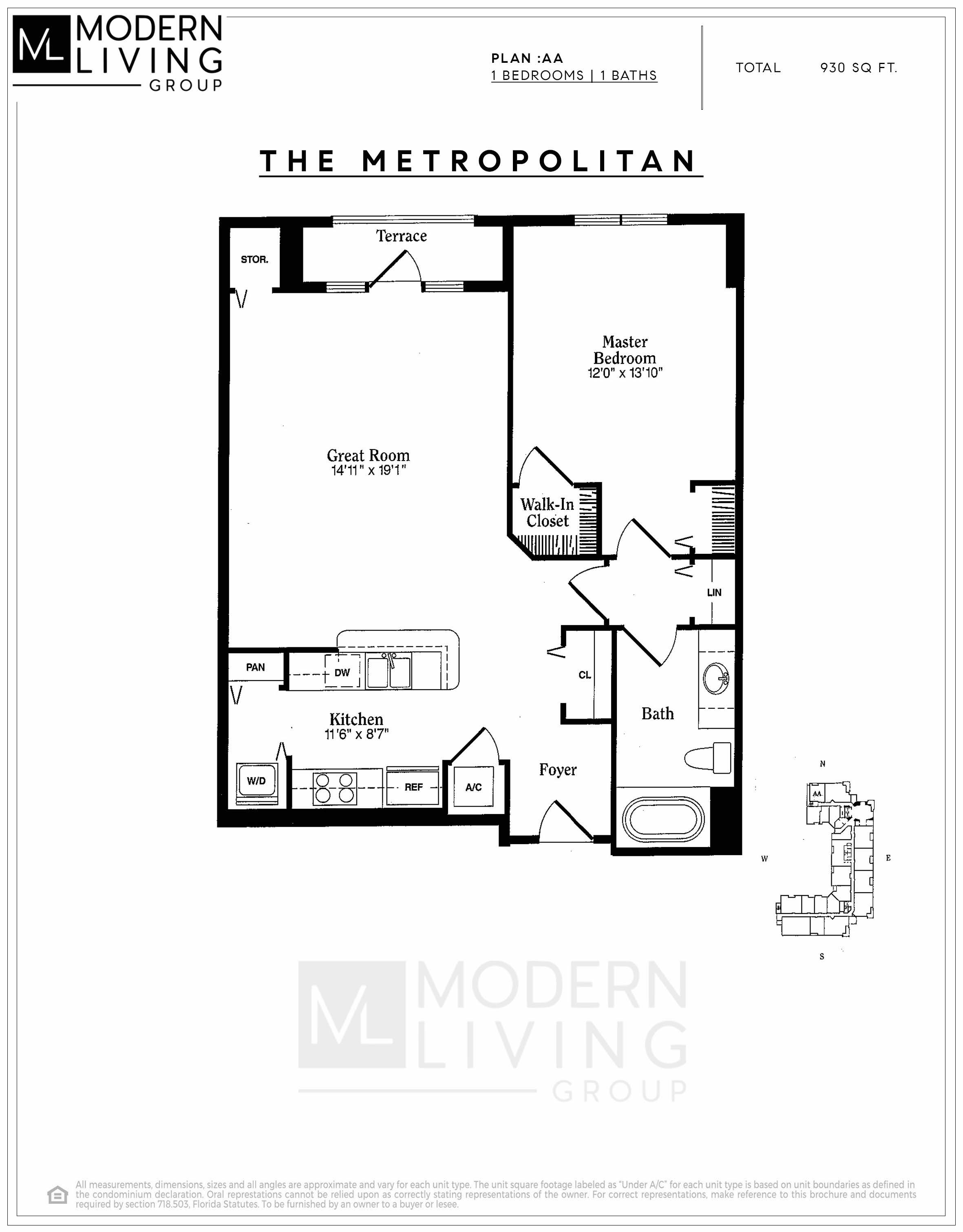 Floor Plan for The Metropolitan Floorplans, Residence AA