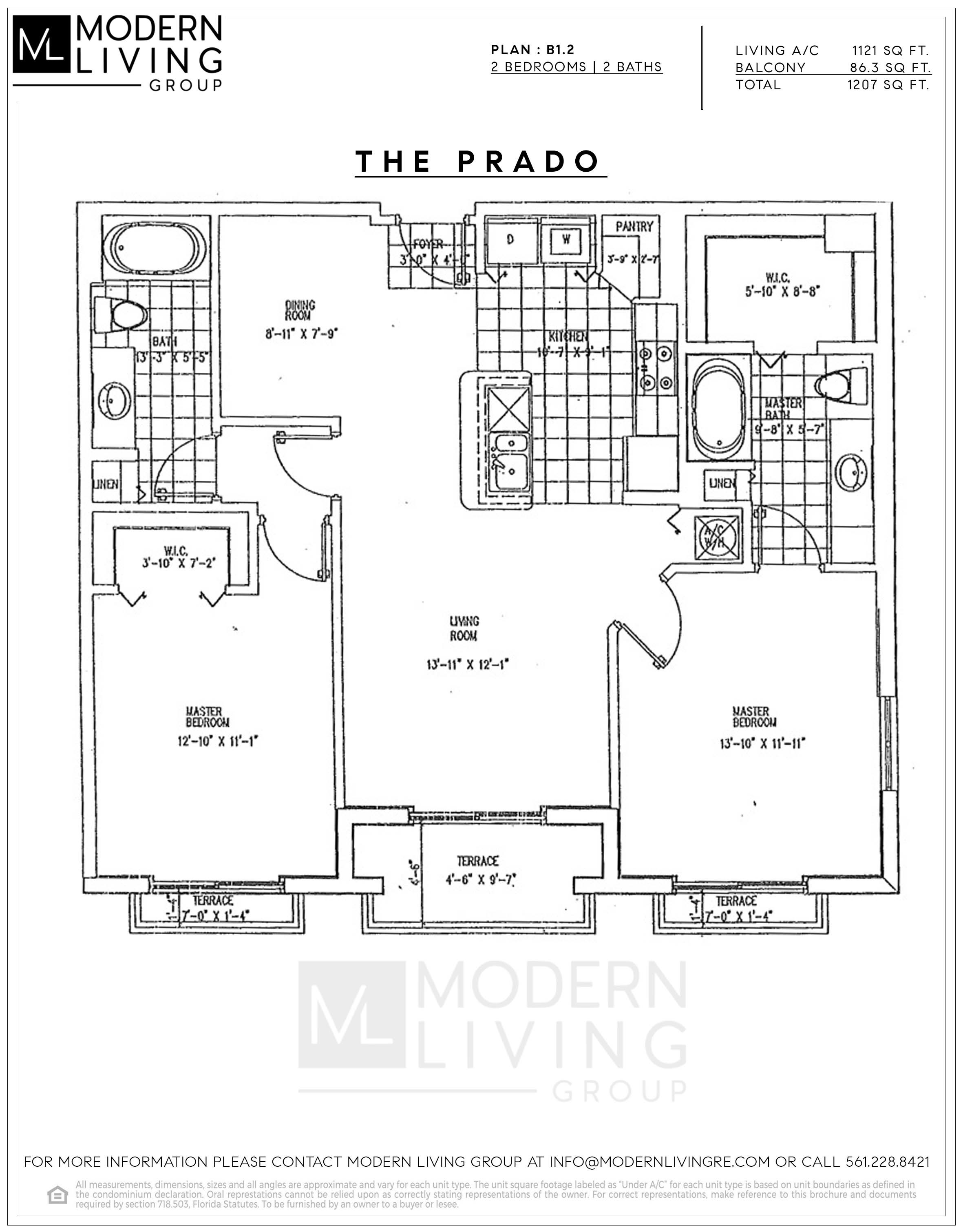 Floor Plan for The Prado Floorplans, Unit B1.2