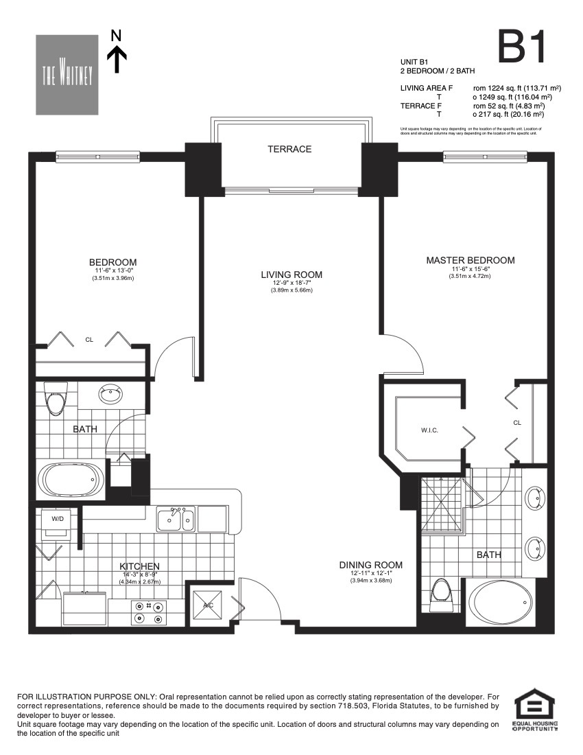 Floor Plan for The Whitney Floorplans, Unit B1