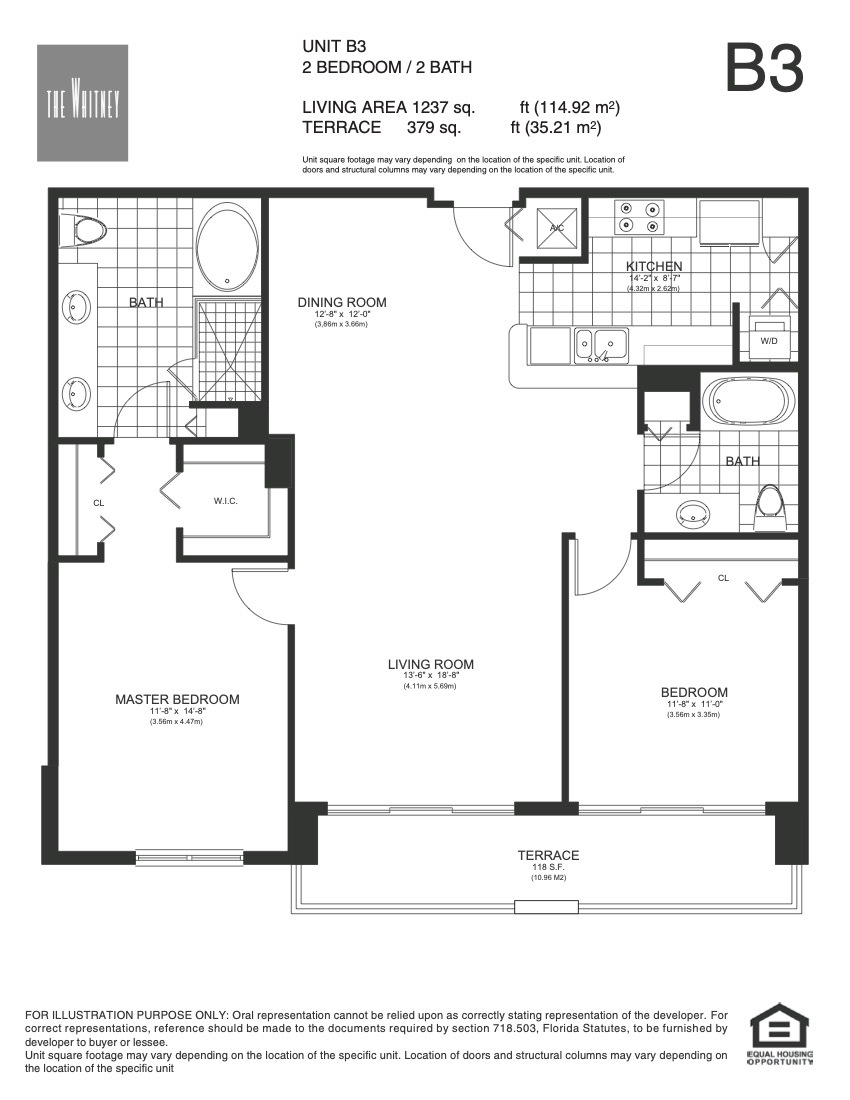 Floor Plan for The Whitney Floorplans, Unit B3