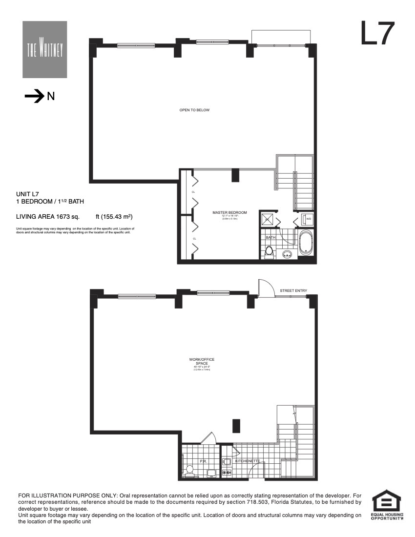 Floor Plan for The Whitney Floorplans, Loft 7